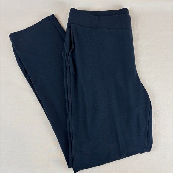 Pure Jill Affinity French Terry Slim Leg Pull-On Pants w/ Pockets Deep Blue LG - Picture 1 of 12